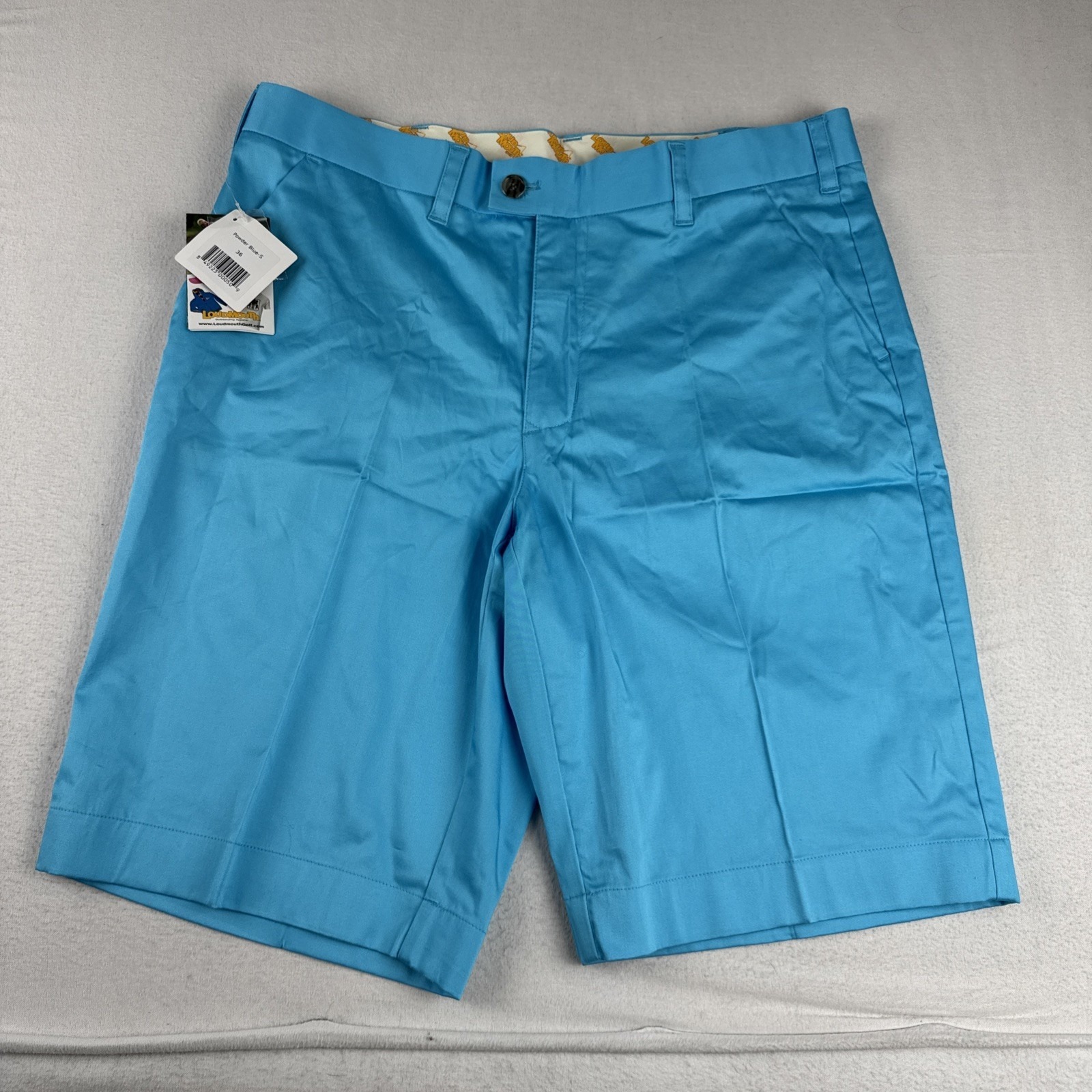 New! Loudmouth Golf Mens Powder Blue Golf Shorts Sz 36 Performance Preppy